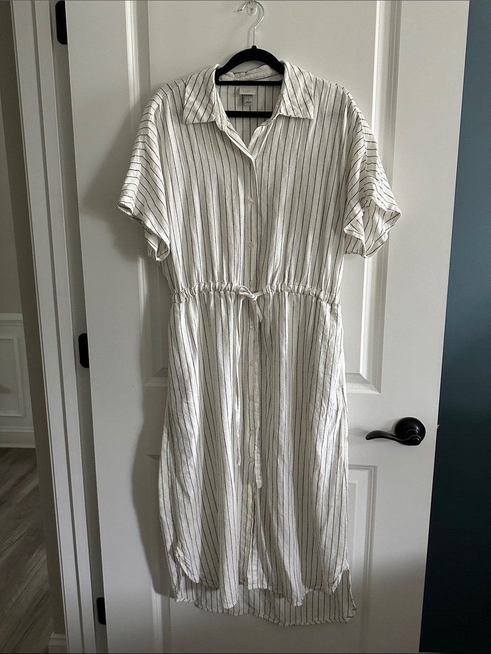 a new day White and Black Striped Midi Shirt Dress